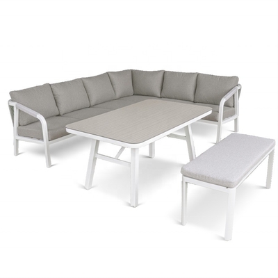 Mobiliário de jardim de alumínio Bistro exterior Sofá de Rattan Conjunto para jantar de luxo