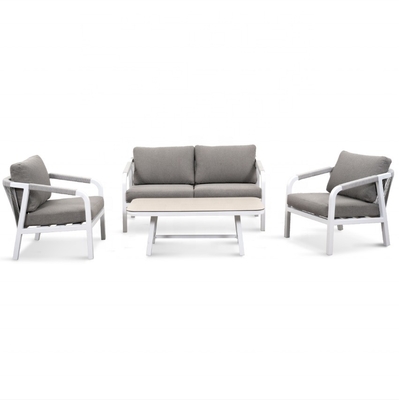 Mobiliário de jardim de alumínio Bistro exterior Sofá de Rattan Conjunto para jantar de luxo