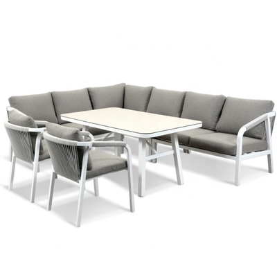 Mobiliário de jardim de alumínio Bistro exterior Sofá de Rattan Conjunto para jantar de luxo