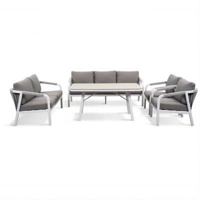 Mobiliário de jardim de alumínio Bistro exterior Sofá de Rattan Conjunto para jantar de luxo