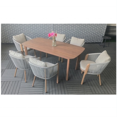 Mobiliário de jardim de exterior Sofá de alumínio de rotão Conjunto de mesa de lazer Conjunto de jantar de chá