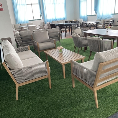 Mobiliário de jardim de exterior Sofá de alumínio de rotão Conjunto de mesa de lazer Conjunto de jantar de chá