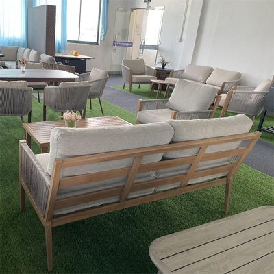 Mobiliário de jardim de exterior Sofá de alumínio de rotão Conjunto de mesa de lazer Conjunto de jantar de chá