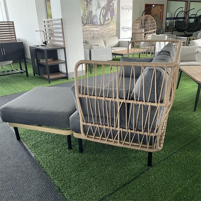 Mobiliário de jardim moderno de alumínio Bistro Sofá de Rattan Conjunto para jantar de luxo