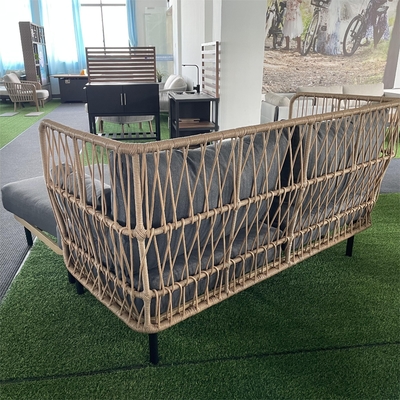 Mobiliário de jardim moderno de alumínio Bistro Sofá de Rattan Conjunto para jantar de luxo