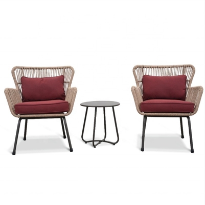Conjunto de mobiliário de jardim para o exterior Sofá de Rattan de alumínio com mesa de chá e cadeiras de bistro
