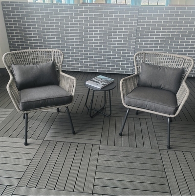 Conjunto de mobiliário de jardim para o exterior Sofá de Rattan de alumínio com mesa de chá e cadeiras de bistro
