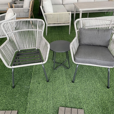 Conjunto de mobiliário de jardim para o exterior Sofá de Rattan de alumínio com mesa de chá e cadeiras de bistro