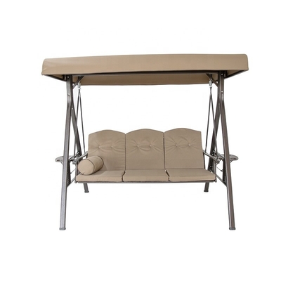 200*124*170cm Decorações de jardim Lado externo Cushioned Cama de banco com dossel Pergola Gazebo