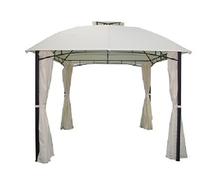 Gazebo de metal de telhado duplo de vela de poliéster com costelas arqueadas em design clássico
