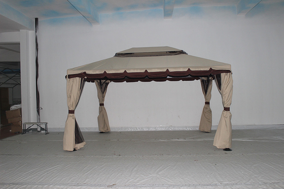 ECO-FRIENDLY Repelente de água de alumínio jardim Gazebo com mosquiteiros e paredes laterais 3x4m