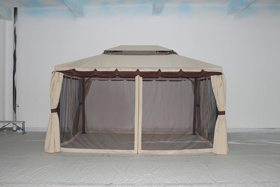 ECO-FRIENDLY Repelente de água de alumínio jardim Gazebo com mosquiteiros e paredes laterais 3x4m