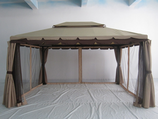 ECO-FRIENDLY Repelente de água de alumínio jardim Gazebo com mosquiteiros e paredes laterais 3x4m