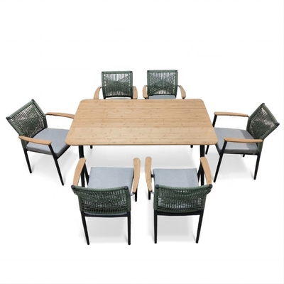 Conjunto de sofá de alumínio de rotão Mobiliário de jardim ao ar livre com mesa de luxo e embalagem de correio