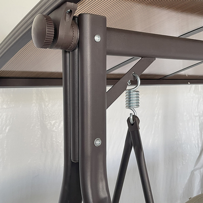 3 pessoas Polícarbonato Chaise balançante de folha de metal Chaise balançante de jardim para conforto ao ar livre
