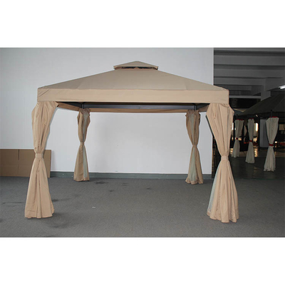 ECO-FRIENDLY Palha de alumínio de pátio Tenda de mirante com telhado duplo e mosquiteiro