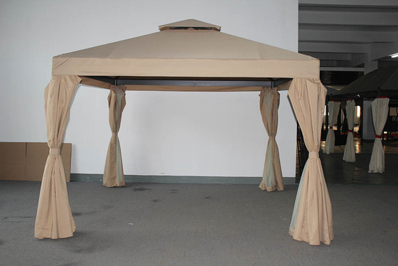 ECO-FRIENDLY Palha de alumínio de pátio Tenda de mirante com telhado duplo e mosquiteiro