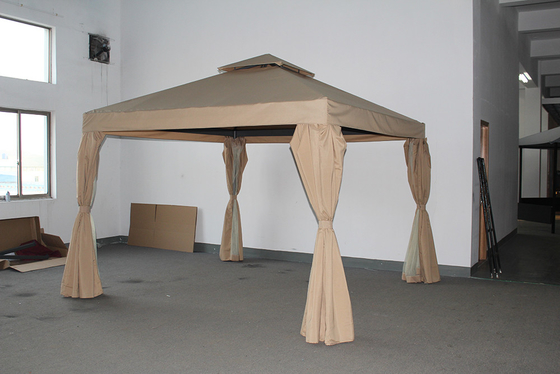 ECO-FRIENDLY Palha de alumínio de pátio Tenda de mirante com telhado duplo e mosquiteiro