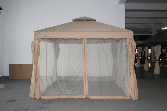 ECO-FRIENDLY Palha de alumínio de pátio Tenda de mirante com telhado duplo e mosquiteiro