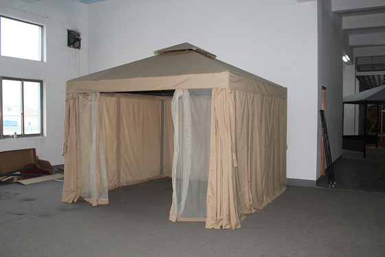 ECO-FRIENDLY Palha de alumínio de pátio Tenda de mirante com telhado duplo e mosquiteiro