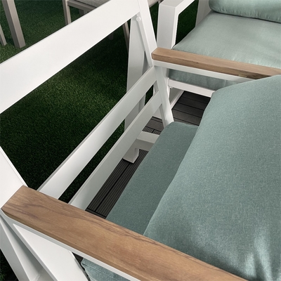 Mobiliário de jardim para o exterior Sofá de alumínio de rotão Conjunto para mesa de luxo Teapoy Bistro jantar