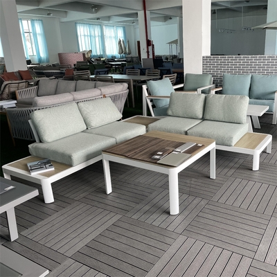 Mobiliário de jardim de exterior Sofá de alumínio de rotão Set de mesa de luxo Teapot Bistro Set Set de jantar