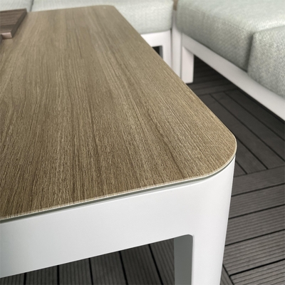 Mobiliário de jardim de exterior Sofá de alumínio de rotão Set de mesa de luxo Teapot Bistro Set Set de jantar