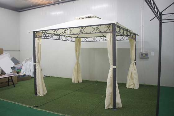 Grandes móveis de pátio de ferro forjado ao ar livre com cobertura revestida de PA 3 * 3 * 2.8m Pavilhão