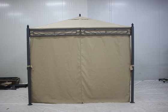 Gazebo de metal de jardim de fácil montagem 3*3*2.75M com cobertura superior de poliéster e paredes laterais