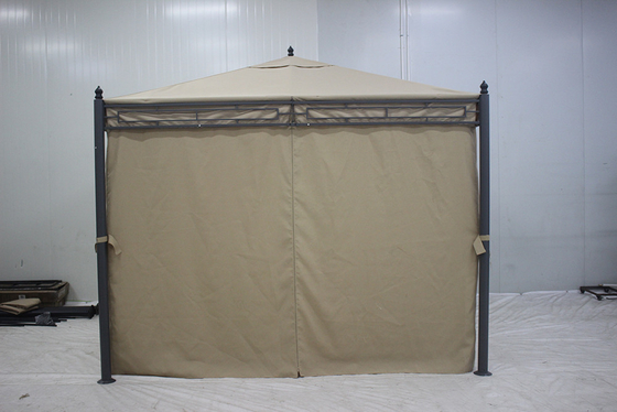 Gazebo de metal de jardim de fácil montagem 3*3*2.75M com cobertura superior de poliéster e paredes laterais