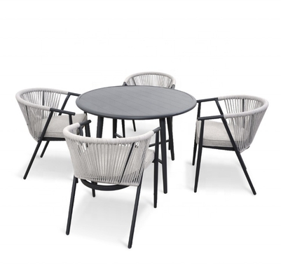 Sala de estar Quadro de alumínio Mobiliário de jardim para o exterior Sofá de rotão Conjunto com Kit de Bistro