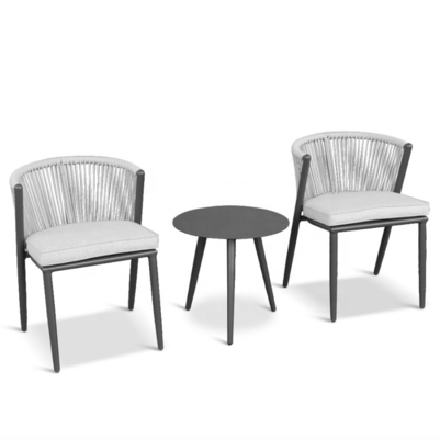 Sala de estar Quadro de alumínio Mobiliário de jardim para o exterior Sofá de rotão Conjunto com Kit de Bistro