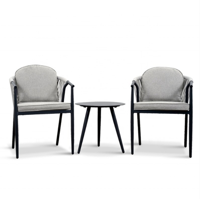 Sala de estar Quadro de alumínio Mobiliário de jardim para o exterior Sofá de rotão Conjunto com Kit de Bistro