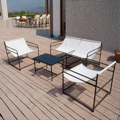 Home Bar Mobiliário de exterior com mesa de vidro temperado e cadeira anti-mosquito