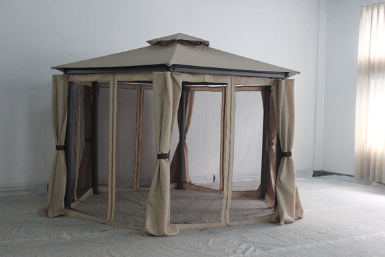 Gazebo de poliéster com mosquiteiro e cortinas laterais