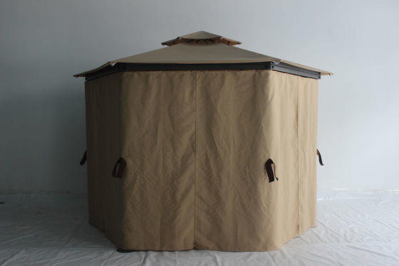 Quadro dobrável Gazebo exterior hexagonal com rede e cortinas de privacidade