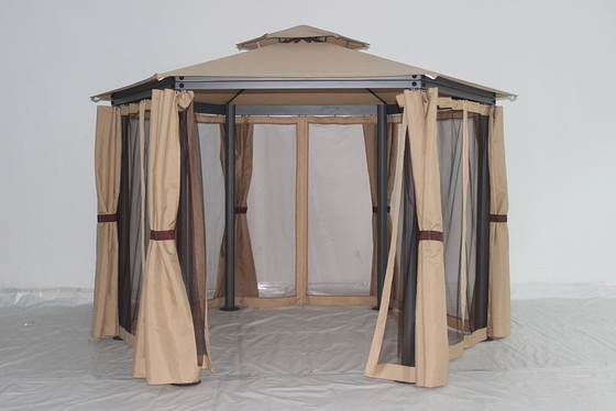 Gazebo de jardim de alumínio exterior personalizável com estrutura de metal à prova de ferrugem e teto de aço