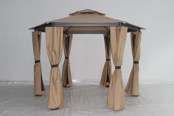 Gazebo de jardim de alumínio exterior personalizável com estrutura de metal à prova de ferrugem e teto de aço