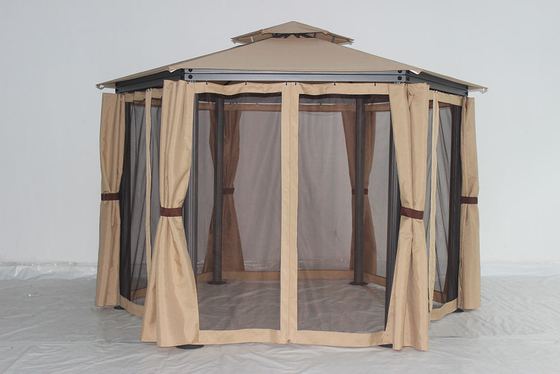 Gazebo de jardim de alumínio exterior personalizável com estrutura de metal à prova de ferrugem e teto de aço