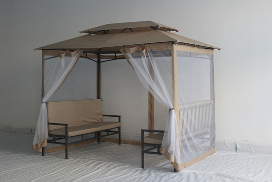 Facilmente montado impermeável luxuoso gazebo ao ar livre 2 * 2.9 * 2.45M para jardim de terraço
