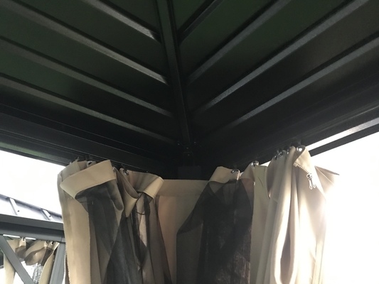 3X3.65X2.73M Gazebo exterior de metal com dobradiça dupla para utensílios de jardim com árvores