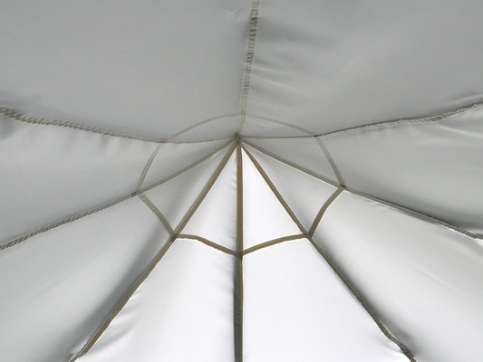 Material de tecido de poliéster 3 * 2.9M Padrão de trabalho aberto Spire High Energy Gazebo para jardim
