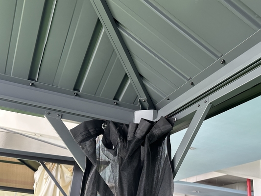 Jardim ao ar livre 3X3.65X2.85M Gazebo de metal com mosquiteiro e tecido de poliéster