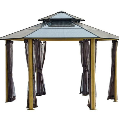 Quadro de alumínio 2x2x2x2.8M Gazebo hexagonal para proteção solar e relaxamento