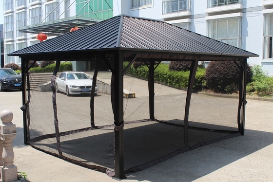 Produtos de jardim ao ar livre Pergola 4,85x3,65x2,75m Aço galvanizado com material de tecido