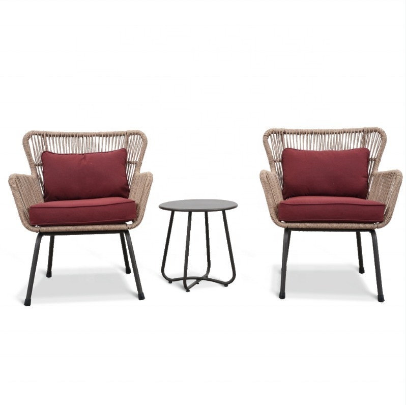 Conjunto de mobiliário de jardim para o exterior Sofá de Rattan de alumínio com mesa de chá e cadeiras de bistro