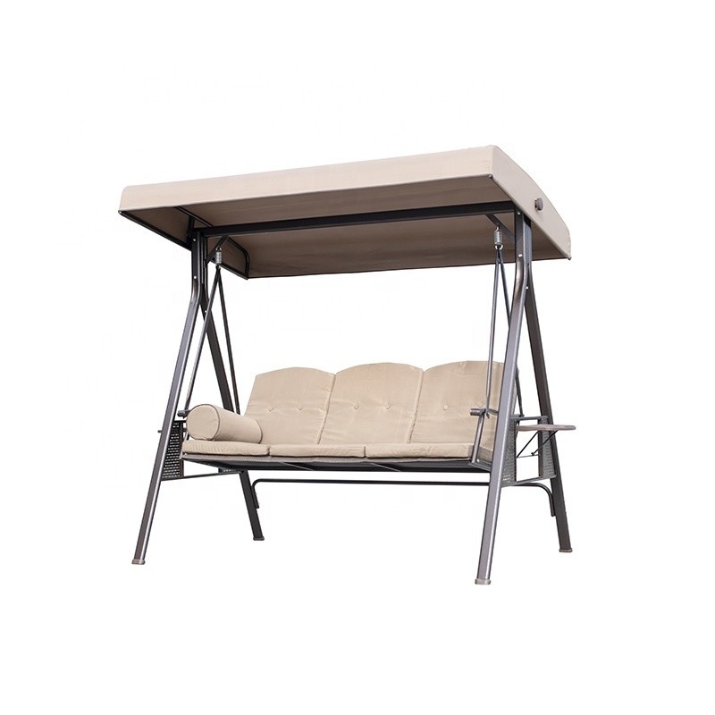 200*124*170cm Decorações de jardim Lado externo Cushioned Cama de banco com dossel Pergola Gazebo