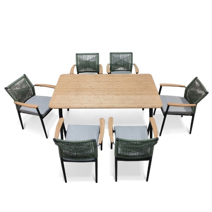 Conjunto de sofá de alumínio de rotão Mobiliário de jardim ao ar livre com mesa de luxo e embalagem de correio
