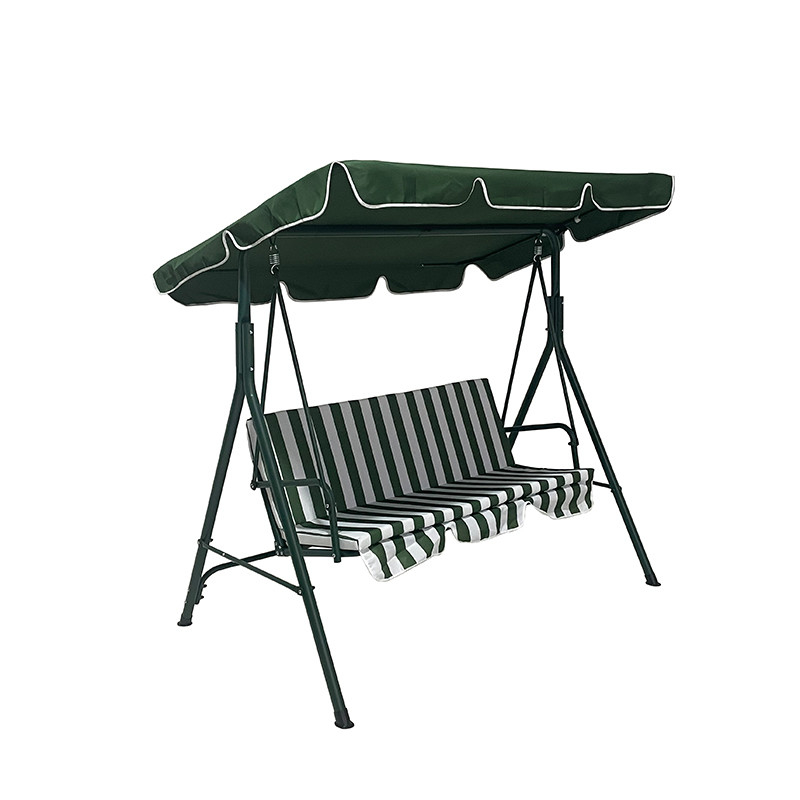 Cama suspendida ao ar livre de design moderno cadeira de balanço de pátio para 3 pessoas com tubo e teto de aço