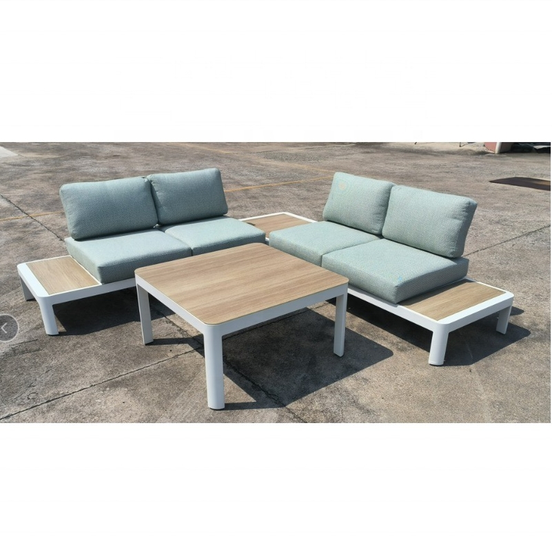 Mobiliário de jardim de exterior Sofá de alumínio de rotão Set de mesa de luxo Teapot Bistro Set Set de jantar